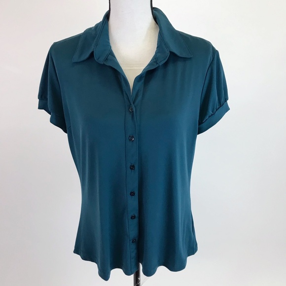 Van Heusen Tops - VanHeusen Teal Button Front Blouse L